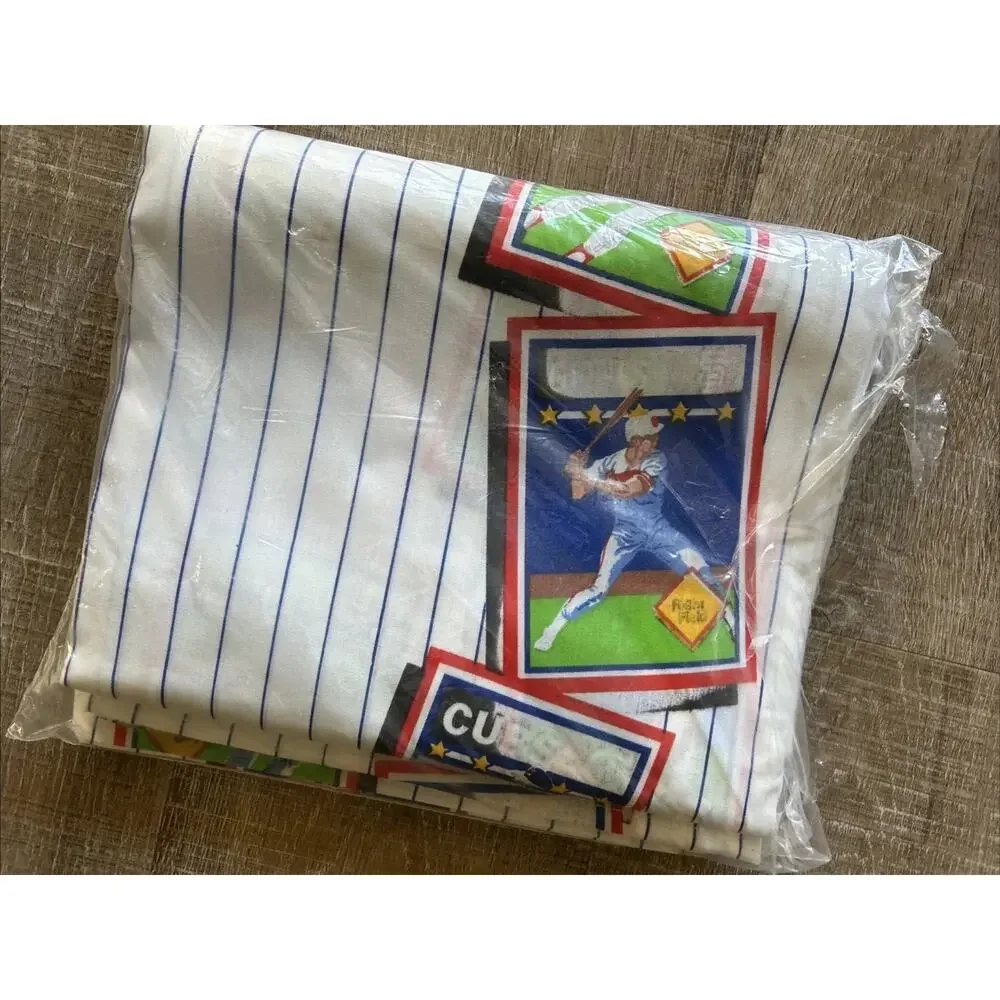 Vintage Baseball Twin Flat Sheet 80s MLB Expos Red Sox NOS USA Sports Bedding